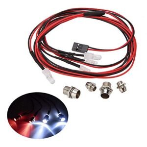 WONFAST LED RC Car Light Kit 4LED Lamp Set for 1/8 RC Nitro Truck 2 White Headlights 2 Red Taillights Compatible with Traxxas HSP Redcat RC4WD Tamiya Axial SCX10 D90 HPI