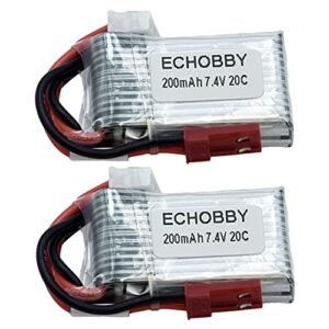 ECHOBBY 7.4V 2S 200mAh 20C LiPO Battery JST Plug for 1/36 RC Scale Model Buggy Truck F3P Micro Indoor Aircraft