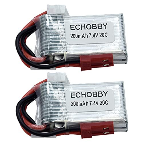 ECHOBBY 7.4V 2S 200mAh 20C LiPO Battery JST Plug for 1/36 RC Scale Model Buggy Truck F3P Micro Indoor Aircraft