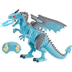 Liberty Imports Dragon Helicopter RC Toy with LED Light Up Walking Roaring and Spraying Smoke Features