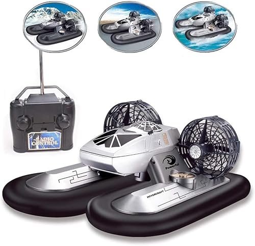 ProX RC Boat Warship Silver Electric Remote Control Hovercraft High Speed Amphibious Toy for Kids