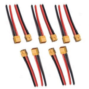 JFtech XT60 Connectors Male Female Plug with 10cm 14 AWG Soft Silicone Wire for RC F 14 Turbine Jet Lipo Battery ESC DIY Pack of 5 Pairs