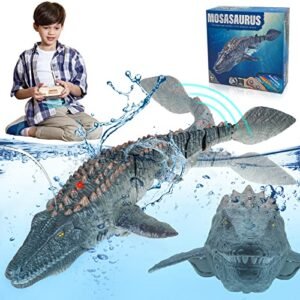 wakeInsa 2.4G Remote Control Shark RC Body Mosasaurus Toy for Kids Pool Water Play