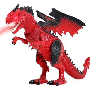 Liberty Imports Knuckle Up RC Battery Operated Walking Fire Dragon Toy with Realistic Sounds and Light Up Eyes