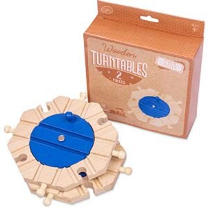Conductor Carl Wood Train Track Expansion Packs Compatible with Most Train Tracks Including RC of Battery Powered Sets Pack of 2 Track Turntables