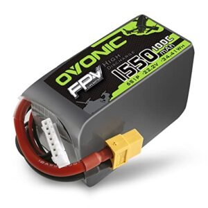 OVONIC 6S Lipo Battery 100C 1550mAh 22.2V with XT60 Connector for RC Mud Tires and FPV Racing Drones