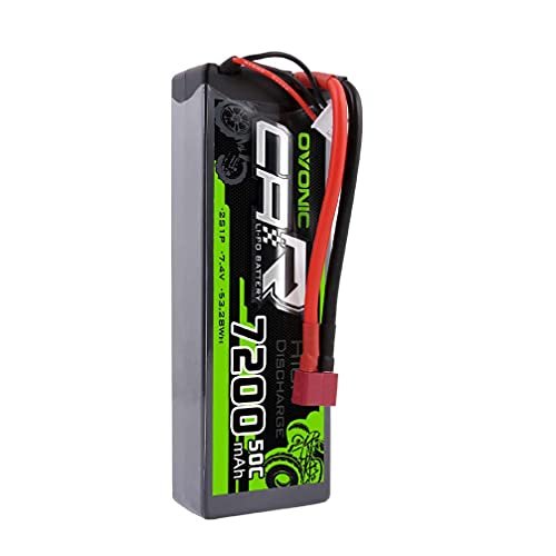 OVONIC 2s Lipo Battery 50C 7200mAh 7 4V with Dean-Style T Connector for Tacoma TRD RC Truck and Other 1/8 1/10 Scale Vehicles