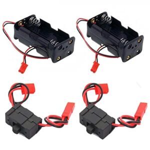 ShareGoo 2Set On Off Power Switch Battery Receiver and 4 Cell AA Battery Container Case Holder Pack Box with JST Plug for Nitro Truck RC Cars HSP Redcat Traxxas 1 8 1 10 Scale Models