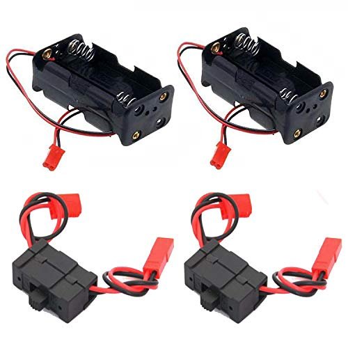 ShareGoo 2Set On Off Power Switch Battery Receiver and 4 Cell AA Battery Container Case Holder Pack Box with JST Plug for Nitro Truck RC Cars HSP Redcat Traxxas 1 8 1 10 Scale Models