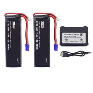 Hubsan X4 H501S 2700mAh 7.4V Lipo Battery Replacement with 2in1 Charger for Extended Flight Time