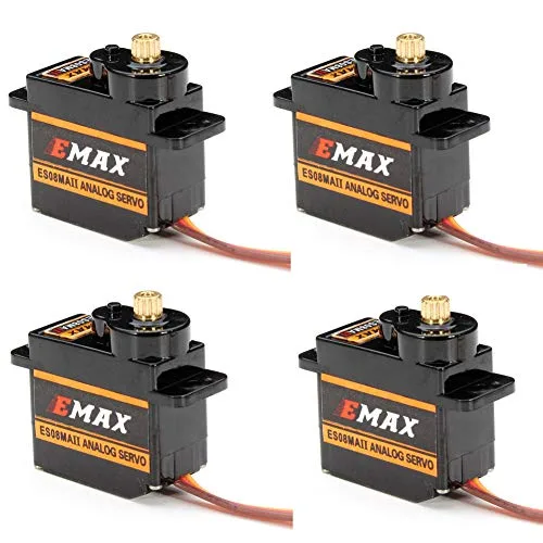 EMAX ES08MA II 12g Mini Metal Gear Analog Servo with Optimal RC Servo Gear Ratio Pack of 4