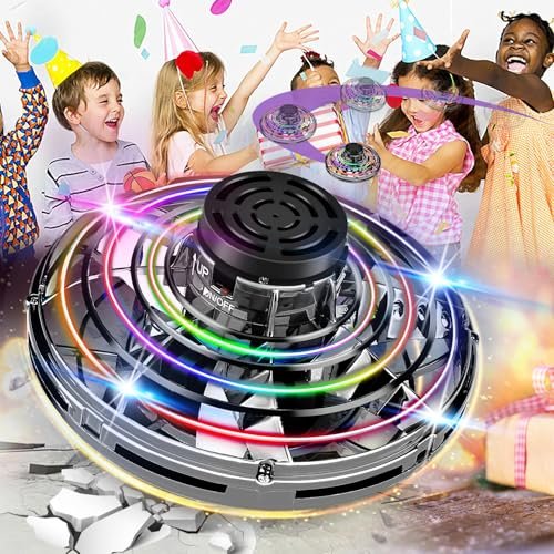 Baxter Field RC Flying Club Magic Flying Spinner Mini Drone with LED Light for Kids Adults Hand Operated UFO Toy