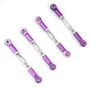Hosim 1/10 RC Truck Aluminum Adjustable Turnbuckles Set 75 89mm Camber Linkage Rod Ends for Traxxas Slash 4x4 Replacement Upgrades Purple 4PCS