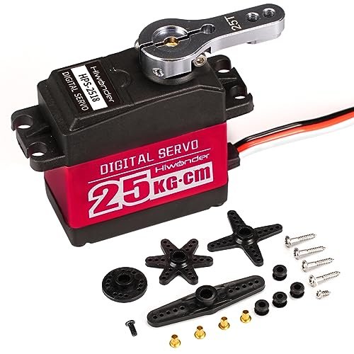25KG High Torque RC Digital Servo vs Analog Waterproof Full Metal Gear Steering Servo Motor for Robot DIY with 25T Servo Horn