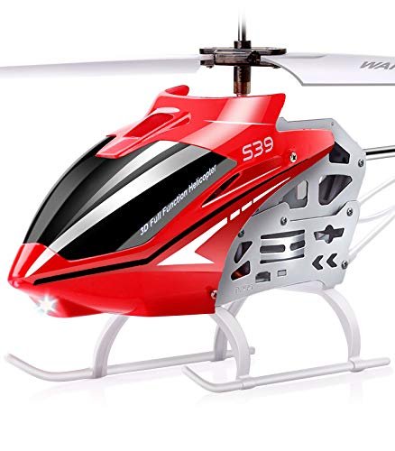 SYMA RC Helicopter S39 3.5 Channel Big Size Alloy Material Gyro Stabilizer High Low Speed Drone for Kids Beginners Indoor Outdoor Play Red