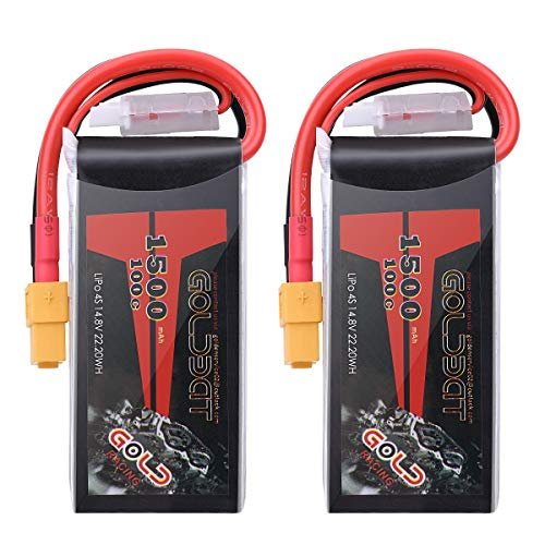 GOLDBAT 1500mAh 4S 100C 14.8V Lipo Battery Softcase Pack with XT60 Plug for RC Boat Heli Airplane UAV Drone FPV - 2 Pack