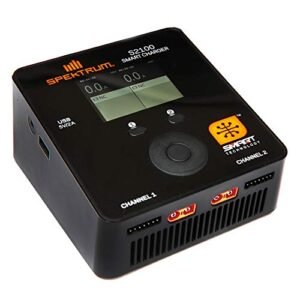 Spektrum S2100 Smart Charger 200W AC Dual Output Lipo Battery Charger with USB LCD Color Display IC3 Connector EC3 Compatible