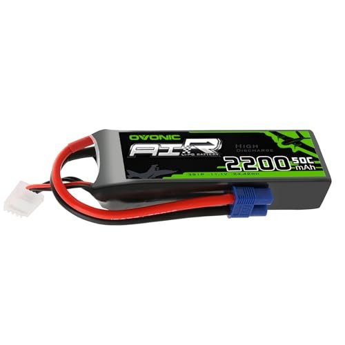 OVONIC 3s Lipo Battery 50C 2200mAh 11.1V with EC3 Connector for RC Helicopter Quadcopter FPV Racing Drone Best RC Helicopter Pilot