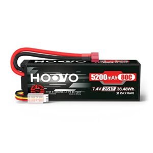 HOOVO 2S 7.4V 80C 5200mAh LiPo Battery Pack Hard Case with T Plug Connector for Keith Bradley RC Boats and RC Vehicles
