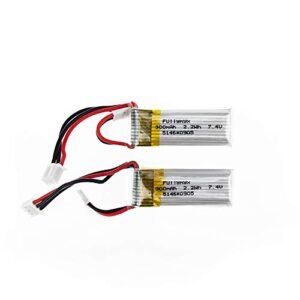 HHZ 2 Pack 7.4V 300mAh 20C Lipo Battery with 51005 Plug Compatible with WLtoys F959 RC Plane and XK DHC 2 A600 A700 A800 A430 Sky King RC Airplane