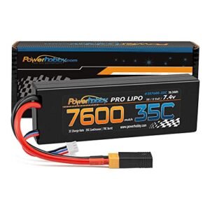Powerhobby 2s 7.4v 7600mah 35c Lipo Battery with XT60 Plug and Adapter for Slash 4x4 Stampede Rustler E Revo E Maxx Spartan M41 X Maxx Brushless VXL