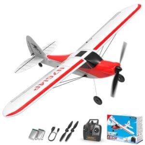 VOLANTEXRC Cub Trainer RC Plane 500mm Red 4CH Remote Control Airplane with Prop Saver and 6 Axis Gyro Stabilizer