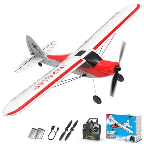 VOLANTEXRC Cub Trainer RC Plane 500mm Red 4CH Remote Control Airplane with Prop Saver and 6 Axis Gyro Stabilizer