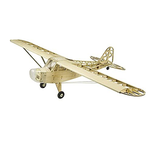 Piper J3 Cub RC Model Plane 47'' Wingspan Laser Cut Balsa Wood DIY Flying Aircraft Kit with Motor ESC Servos and Covering Film