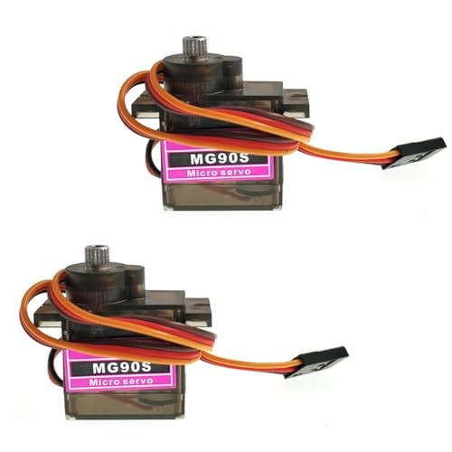 Maxmoral 2pcs MG90S 9g Metal Gear Micro Servo for Metal Shock Tower RC Car Helicopter Boat Models