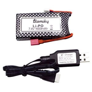 Blomiky 1 Pack 11.84Wh 7.4V 1600mAh T Connector Li Po Battery for RC Willey Sacramento California 1 10 Scale 4X4 Fast RC Truck Cars