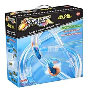 Zoom Tubes Car Trax Set 25 Piece RC Kit with Blue Racer Featuring an RC Truck That Drives on Water Over 12ft of Tubes As Seen on TV