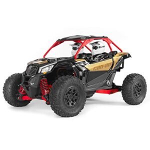 Axial Yeti Jr Can Am Maverick X3 1 18 Scale RTR RC Rock Racer 4WD Brushed Off Road Side by Side with 2 4 Ghz Transmitter Battery Charger AXI90069 Red Gold and Black Perfect for RTR Scale RC Boats Enthusiasts