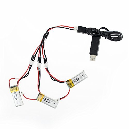 3 pcs 7.4V 300mAh 20C Lipo Battery with USB Charger and 3 in 1 Cable for WLtoys F959 Sky King RC Airplane Spare Parts Are Dogs Allowed in RC Willey