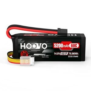 HOOVO 14.8V 5200mAh 60C 4S Lipo Battery for Miss Elam Nitro RC Boat RC Helicopter Airplane Quadcopter Drone