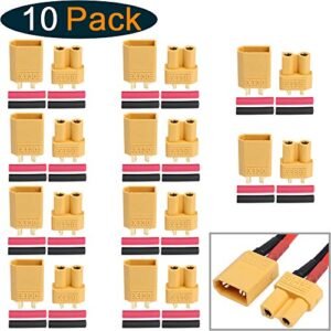 HobbyPark 10 Pairs XT30 Connectors Male Female with Heat Shrink Tubing for RC Boat Lipo Battery Pack