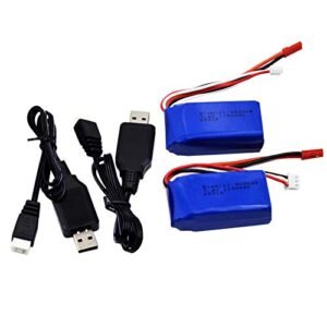 Blomiky 2 Pack 8.14Wh 7.4V 1100mAh 35C Li ion Po Battery with JST Plug for Capo 8x8 RC Truck and Other RC Models