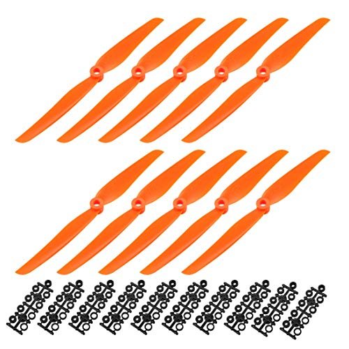 uxcell Nylon Orange RC Propellers CW 7035 7x3.5 Inch 2 Vane Fixed Wing for Tiger Trainer RC Airplane 10 Pcs with Adapter Rings