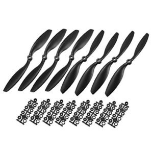 uxcell Nylon Black RC Propellers CW CCW 8045 8x4.5 Inch 2 Vane Fixed Wing for Rifle RC Airplane Toy 4 Pairs with Adapter Rings