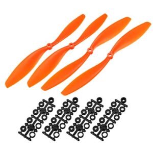 uxcell RC Essential Oil Ingredients Propellers CW CCW 1045 10x4.5 Inch 2 Vane Fixed Wing for Airplane Toy Nylon Orange 2 Pairs with Adapter Rings