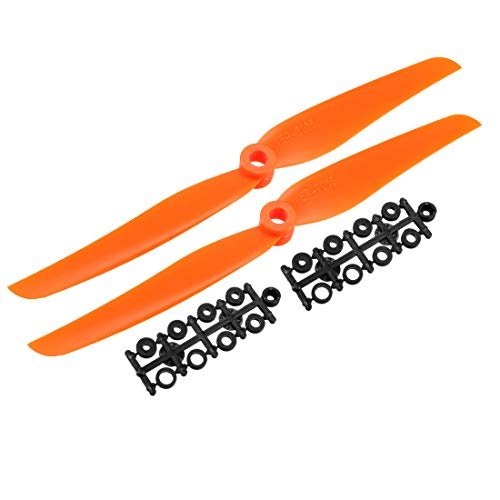 uxcell RC Airplane Balloon Tires Compatible Propellers CW 7035 7x3.5 Inch 2 Vane Fixed Wing Nylon Orange 2pcs with Adapter Rings