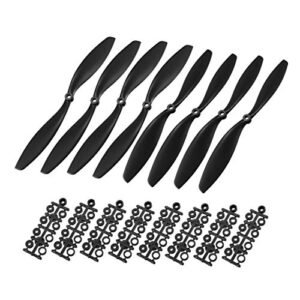uxcell RC Propellers CW CCW 1045 10x4.5 Inch 2 Vane Fixed Wing for Airplane Toy Nylon Black 4 Pairs with Adapter Rings Ideal for Coroplast RC Airplane Plans