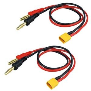 Yiqigou 2 PCS XT30 Male to 4mm Banana Plug Charging Cable Compatible with Stihl FS 56 RC Spark Plug Wire 16AWG Silicone Wire 11 8in