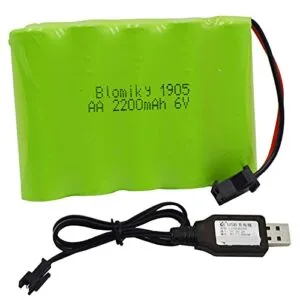 Blomiky 6V 2200mAh NiMH Rechargeable Battery Pack with SM 2P Connector for RC Truck Ramp Vehicles