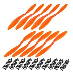 uxcell RC Propellers CW CCW 1045 10x4.5 Inch 2 Vane Fixed Wing for Jodel Robin RC Airplane Nylon Orange 5 Pairs with Adapter Rings