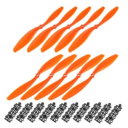 uxcell RC Propellers CW CCW 1045 10x4.5 Inch 2 Vane Fixed Wing for Jodel Robin RC Airplane Nylon Orange 5 Pairs with Adapter Rings
