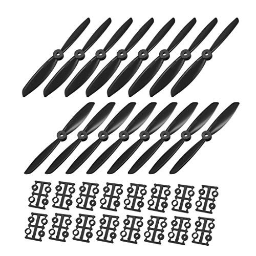 uxcell Nylon Black RC Propellers CW CCW 6045 6x4.5 Inch 2 Vane Quadcopter for Mud Duck RC Airplane 8 Pairs with Adapter Rings