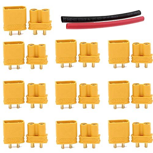 Yiqigou 10 Pairs No Wire Amass XT30U 2mm Banana Male Female Plug Bullet Connector Adapter for Critical Mass RC Plane Lipo Battery RC Quadcopter