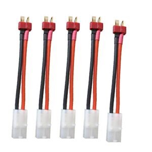 Yiqigou 5-Pack Deans T Plug Male Connector to BigTamiya Plug Female Connector Adapter Lead with 5CM 16AWG Cable for RC ESC Speed Controller Lipo NiMH Battery Charging