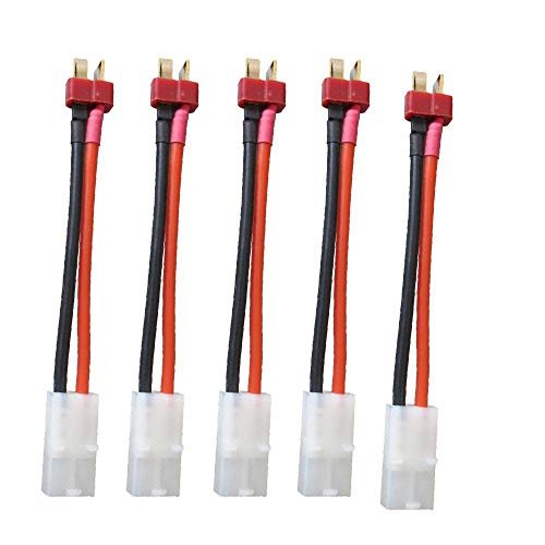 Yiqigou 5-Pack Deans T Plug Male Connector to BigTamiya Plug Female Connector Adapter Lead with 5CM 16AWG Cable for RC ESC Speed Controller Lipo NiMH Battery Charging