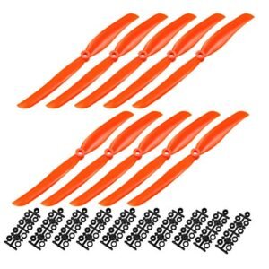 uxcell Nylon Orange RC Propellers CW 8060 8x6 Inch 2 Vane Fixed Wing for P38 RC Airplane 10pcs with Adapter Rings